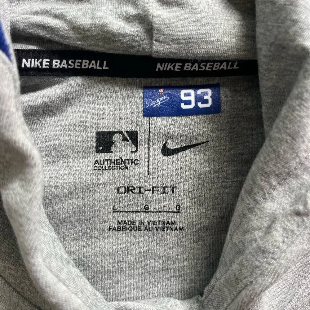 Nike Los Angeles Dodgers Sleeveless Hoodie Sweatshirt Played Issued Mens Large